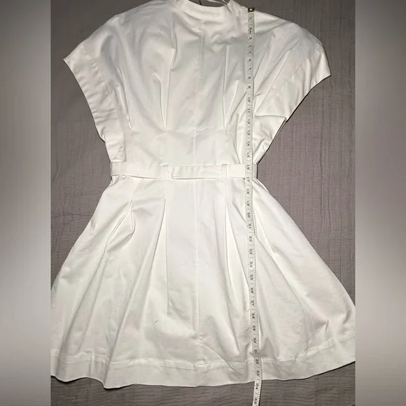 ZARA White Belted Mini Dress Pleated Short Sleeve Size S - Picture 15 of 15